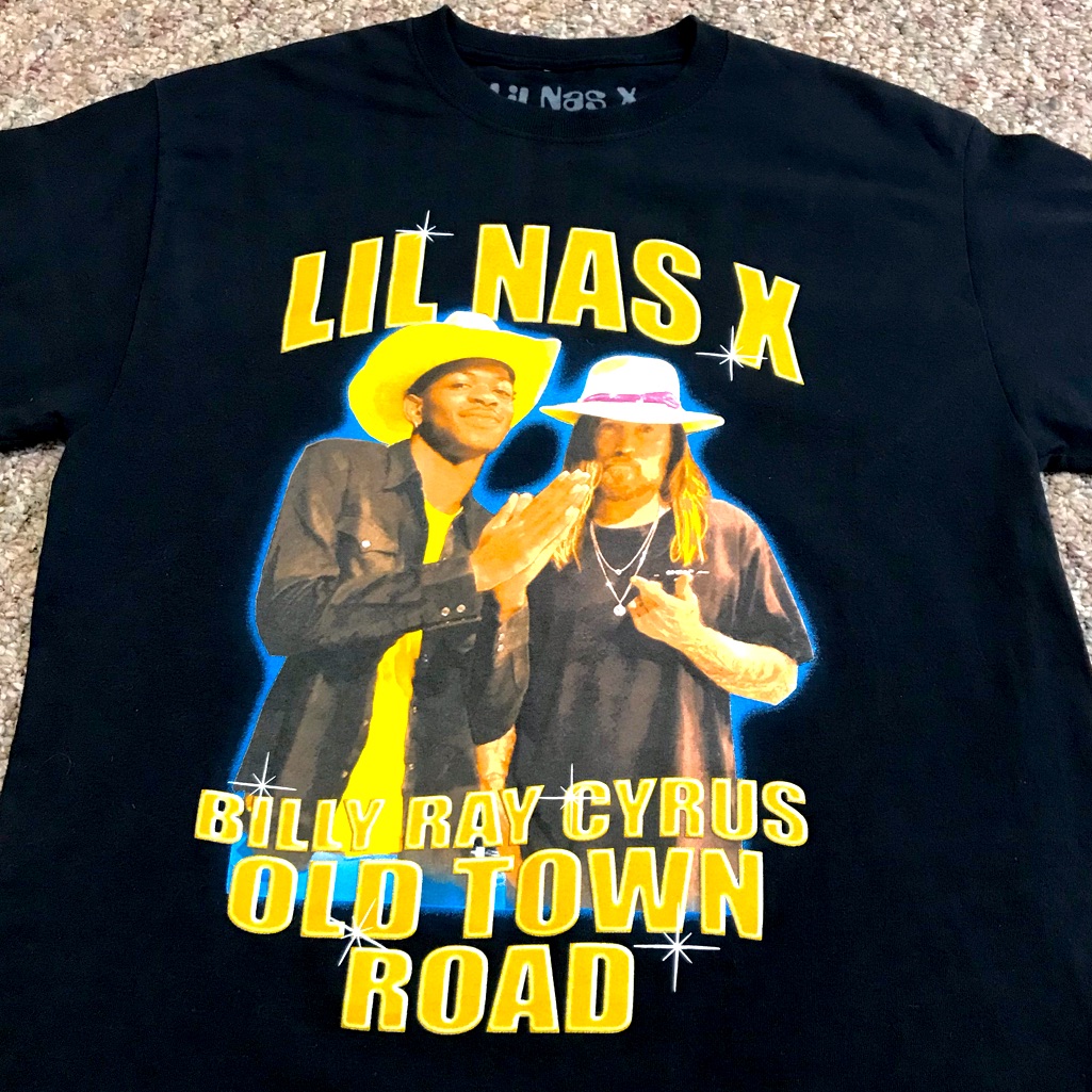 Lil Nas X  Billy Ray Cyrus  Old Town Road Theme Cowboy Blue Outline Tee